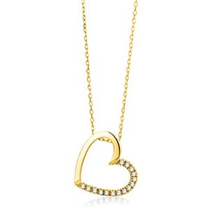 Miore Bijoux pour Femmes Collier avec Pendentif Cœur en Diamants 0.09 Ct Chaîne en Or Jaune 18 Carats / 750 Or - Publicité