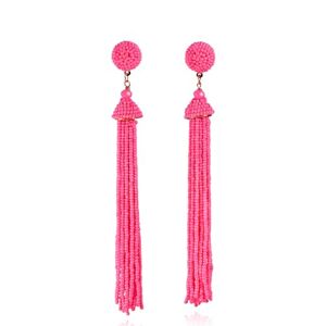 Zavana Longues Boucles d'Oreilles en Pompons Roses pour Femme, Boucles d'Oreilles en Tassel pour Femme, Boucles d'Oreilles Roses, Bijoux Fantaisie Bohème Fait Main pour Femmes - Publicité