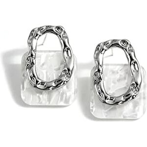 Generic Clous D'oreilles Femme Corée acrylique résine carrée géométrique suspendue goujons boucles d'oreilles nouvelle mode creux métaux boucles d'oreilles branchées bijoux cadeau Clous D'oreilles (Material - Publicité