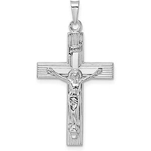 JewelryWeb Collier avec pendentif crucifix en or blanc 14 carats poli, 34,6 x 19 mm de large, 3,3 mm d'épaisseur, bijou pour femme, One Size, Métal Or blanc Doré Métal Or blanc, Pas de gemme - Publicité