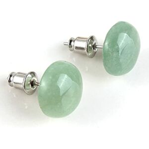 XBOW Femmes Style Simple Pierre Naturelle Cristal Blanc Demi Boule Forme Clou Boucles d'oreilles Bijoux Accessoires, Aventurine Verte - Publicité