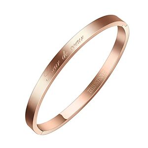 AURSTORE® Bracelet Jonc Fin en Acier Inoxydable 316L avec Message Phrases d'Inspiration Largeur 4 mm Plusieurs Messages au Choix Couleurs Or Rosé (Sœur de Cœur) - Publicité