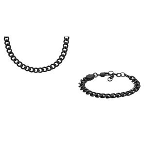 Fossil Collier et bracelet pour hommes, acier inoxydable noir, set - Publicité