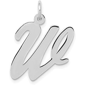 JewelryWeb Collier avec pendentif en or blanc massif poli 14 carats découpé au laser avec monogramme personnalisable Cadeau pour femme, Initial: W, Or Métal Or blanc, Pas de gemme - Publicité