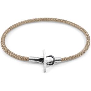 ANCHOR & CREW Bracelet Cambridge Argent Et Corde Marron Sable Homme 21cm - Publicité