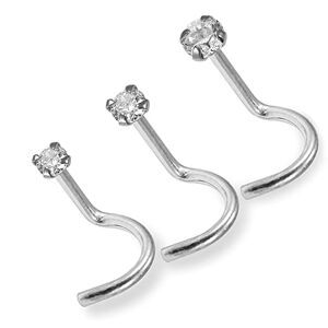 Monster Piercing Coffret 3 pi?Ces 9K Or Blanc Massif Griffe mis Rond CZ Pierre Cal.20 (0,8 MM) Nez vis Nez Stud Piercing - Publicité