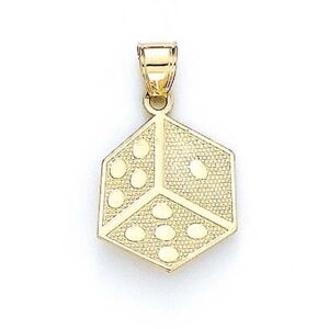 JewelryWeb Collier avec pendentif en forme de dés en or jaune 14 carats pour femme, One Size, Métal Or jaune Doré Métal Or jaune, Pas de gemme - Publicité