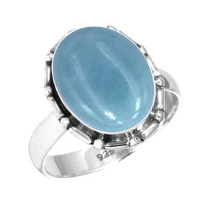 Jeweloporium Bleu Naturel Angelite Bague en argent 925 pour femme Gemme victorien Bague en argent Taille 69.5 Jour de l'amitié Cadeau Fait main Bijoux - Publicité