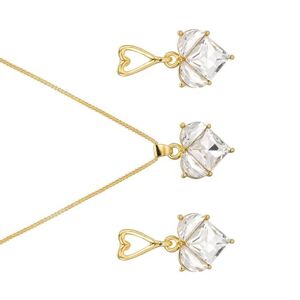 LIGSLN Ensemble de bijoux élégants en forme de cœur avec collier et boucles d'oreilles pendantes pour femme, taille unique, Pas de gemme - Publicité
