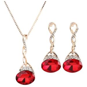 KBRPEY Parure de Bijoux de Mariage pour Femme Ensembles de Collier et Boucles d'oreilles en Cristal Parure de Vintage Pendentif Bijoux et Strass pour Mariage Mariée Demoiselle d'honneur (Rouge) - Publicité