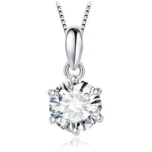 JewelryPalace 1ct Classique Cubic Zirconia Pendentif Taille Rond Solitaire Argent 925 Femme, Or Blanc 14k Collier Chaine Diamant Simulé Mariage Mariee 45CM, Ensemble de Bijoux Cadeau Anniversaire - Publicité