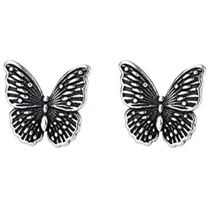 XINGLIDA Boucles d'oreilles à tige en bronze tridimensionnel rétro pour papillon punk femme argent foncé, Size reference picture, Métal - Publicité