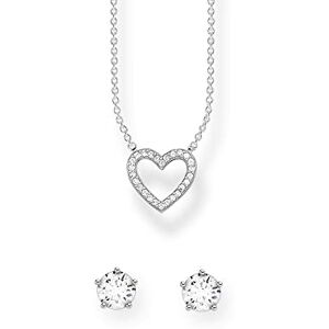 THOMAS SABO Sabo SET0606-051-14-L45v Parure collier et boucles d'oreilles pour femme en argent sterling 925, 45 cm, Argent sterling, Zircone cubique - Publicité