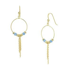 Vanbelle Bijoux en plaqué or 18 carats avec chaîne pendante et pierre d'agate bleue naturelle pour femmes et filles - Publicité