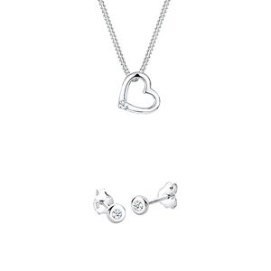 Diamore Collier Femme Argent 925/1000 Diamant Blanc 0.02 ct. 0105480213_45 + Diamore Boucles d'Oreilles Femme Argent 925/1000 Diamant Blanc 0,005 ct. 304591913 - Publicité