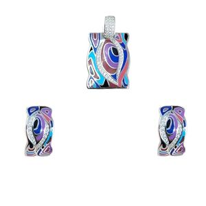 AMONROO Colorful 925 Sterling CZ English Lock Earrings and Pendant Set for wife Cubic Zirconia Design Minimalist Handmade Gift - Publicité