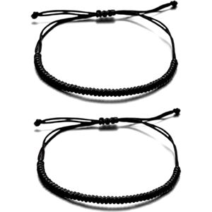 Generic PULABO Bracelets à cordes 2PCS pour femmes hommes garçons filles, bracelet en corde tissée tibétain bouddhiste rouge noir fait à la main pour la protection et le bracelet d'amitié de chance élégant - Publicité