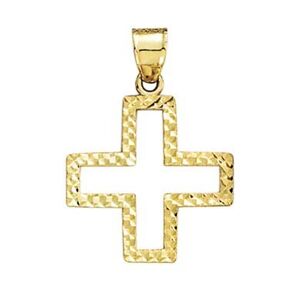 JewelryWeb Collier avec pendentif croix religieuse en or jaune 14 carats pour femme, one-size, Métal Or jaune Doré Métal Or jaune, Pas de gemme - Publicité
