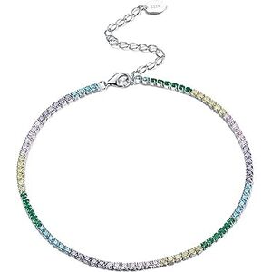 Lieson Chaine de Cheville Argent 925/1000, Bracelet de Cheville Femme Chaîne de Tennis Colorée Zirconium 2MM Argent, Réglable Jusqu'à 26 cm Bijoux de Pieds Pour la Plage D'été - Publicité