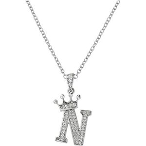 Generic Collier avec pendentif couronne de 26 lettres anglaises en diamant complet pour femme, colliers en strass couronne A Z 26 colliers avec initiales de l'alphabet pour adolescents et filles,, taille - Publicité