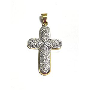 pierre lorren Pendentif en forme de croix en filigrane en or massif 18 carats fait à la main avec diamant naturel 3,8 x 2,1 cm, 23 diamants naturels authentiques, or jaune massif 18 carats, or blanc massif - Publicité