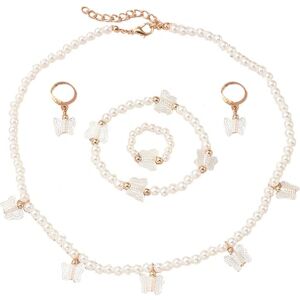 Fadcaer Lot de 4 Bijoux pour Filles Parure de Bijoux pour Filles Pendentif Bow Star Love Pearl Bracelets Filles Collier Anneaux Boucles d'oreilles Bijoux pour Enfants pour Filles (L'arc) - Publicité