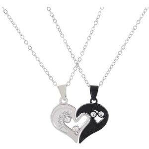 QKEPCY Parure Bijoux Couple 2 Pièces Collier Magnétique Couples Puzzle Amour Coeur Collier Amitié Séparable Noir Blanc Personnalisé Amoureux Chaîne Cadeau pour Couple - Publicité