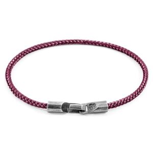 ANCHOR & CREW Bracelet Talbot Argent Et Corde Violet Aubergine Homme 19cm - Publicité