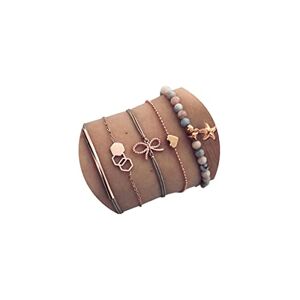 Bufenia Boho Perles Bracelets Chaîne Bracelet Mignon Bracelet En Métal Chaîne Étoile Lune Carte Chanceux 8 Coeur Décoration Empilable En Couches Main Bijoux Accessioes Ensemble pour Femmes (Or A) - Publicité