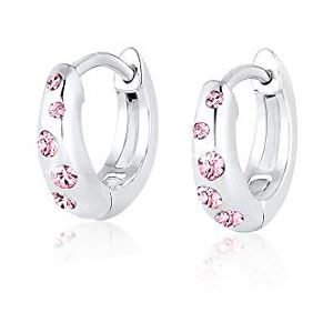 Elli Boucles d'Oreilles Enfants Créoles Filigrane avec Cristaux Rose en Argent Sterling 925 - Publicité