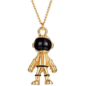 Yowablo Euramerican Hip Hop Métal Astronaute Collier Robot Astronaute Automne Et Hiver Chandail Chaîne Personnalité Couple Collier Homme Et Femme Colliers Cadeaux Cristaux Colliers Bijoux Cristaux - Publicité