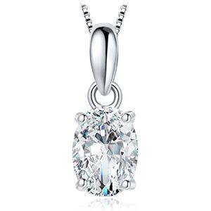 JewelryPalace 1ct Classique Solitaire Collier Chaine Zircon Taille Ovale Argent 925 Femme, Or Blanc 14k Pendentif Diamant Simulé Mariage Mariee 45CM, Ensemble Parure de Bijoux Cadeau Anniversaire - Publicité