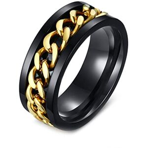 Epinki Bague Anti Stress Acier Inoxydable, 8MM Anneau Tournant Or Noir Homme Bague Rotative Taille 54 - Publicité