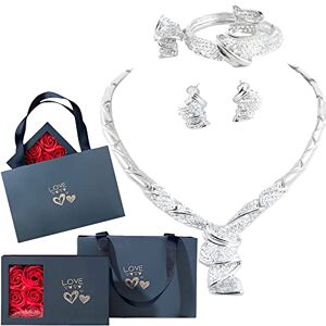 Aman Joaillerie Idée Cadeau Rose Éternelle Noël Fête des Mères   Coffret Cadeau Anniversaire Saint Valentin Mariage pour Femme Maman   Parure Bijoux Femme Or   Coffret Cadeau Maman Femme Amie (Argent) - Publicité