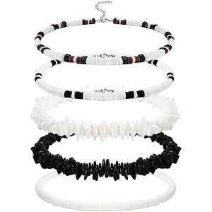 Morfetto Collier Surfeur pour Hommes Collier Coquillage Puka Collier Ras du Cou pour Hommes Collier de Perles de Plage Hawaïenne Collier Ras du Cou Coquillages Pookah B-35CM - Publicité