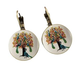 AMAZETEC Nouveaux arbre de vie photo mode boucles d'oreilles rondes en verre fille bronze bricolage fait main cabochon boucles d'oreilles en verre dames cadeau d'anniversaire entre-deux steampunk, 25, Verre, - Publicité