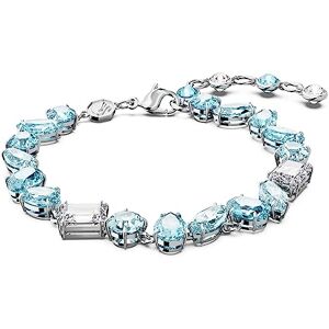 Swarovski Bracelet Gema décoré de cristaux de tailles variées dans les tons bleus et incolores, en métal rhodié - Publicité