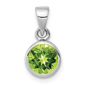 JewelryWeb Collier avec pendentif rond en argent sterling 925 avec péridot poli à dos ouvert pour femme, one-size, Métal Pierre précieuse Métal Péridot, Péridot - Publicité