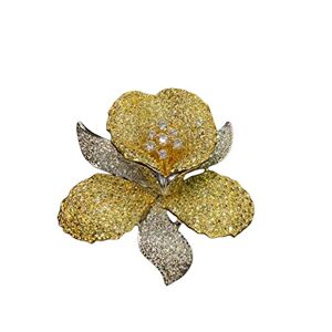 CrEev Broche orchidée mixte jaune et blanche, en cuivre et Zircon cubique, bijoux à la mode pour dames, cadeau de bijoux - Publicité
