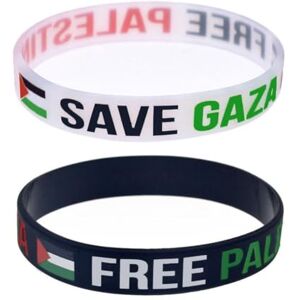 SHUZHENG Lot de 2 bracelets avec drapeau de la Palestine « I Stand with Palestine » Bracelet en caoutchouc de silicone pour homme, Plastique, Pas de gemme - Publicité