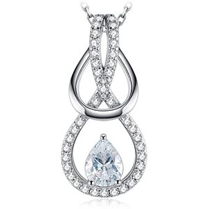 JewelryPalace 2.6ct Infini Amour Pendentif Blanc Double Noeud Cubique Zircon Argent 925 Pour Femme, Collier Chaine Infinity Love Pierre Pour Fille 45CM, Ensemble Parure de Bijoux Cadeau Anniversaire - Publicité