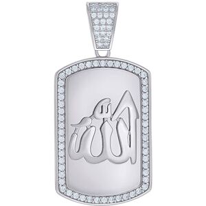 JewelryWeb Collier avec pendentif en argent sterling 925 et oxyde de zirconium, symbole d'Allah et symbole religieux, mesure 42,5 x 20 mm, One Size, Zircone cubique Métal Zircone cubique Pierre précieuse Métal, - Publicité