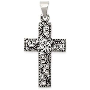 JewelryWeb Collier avec pendentif en forme de croix religieuse en argent sterling 925 poli massif Dimensions : 42 x 21 mm Bijoux pour femme, One Size, Métal Argent Argent sterling, Pas de gemme - Publicité