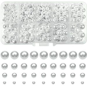 TOAOB THE ONE AND ONLY BABY TOAOB 420pcs Perles de Verre Rondes Perles de Nacrées Assorties Blanc Perles 4mm 6mm 8mm 10mm pour DIY Spacer Artisanat Colliers Bracelets Boucles d'oreilles Fabrication de Bijoux - Publicité