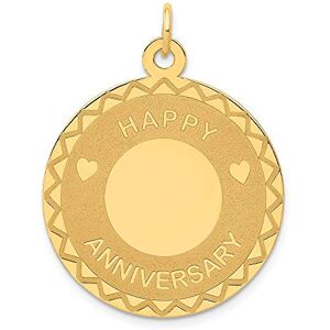 JewelryWeb Collier avec pendentif en or jaune 14 carats satiné poli gravé au laser « Happy Anniversary » Dimensions : 33,6 x 25,3 mm Bijoux pour femme, One Size, Métal Or jaune Doré Métal Or jaune, Pas de - Publicité