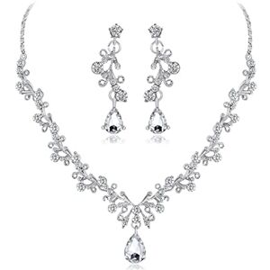 VELESAY Cristal Bijoux De Mariée Ensemble pour Femmes Parure Mariage Mariée Cristal Mariée Collier Strass Boucle d'oreille Mariage Fiançailles De Mariage Mariée Demoiselle d'honneur Bijoux Mariage Bijoux - Publicité