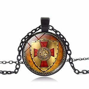 QZH Parure de bijoux vintage chevaliers templiers avec collier en pierre précieuse fait à la main Accessoires tendance Noir 50 cm - Publicité