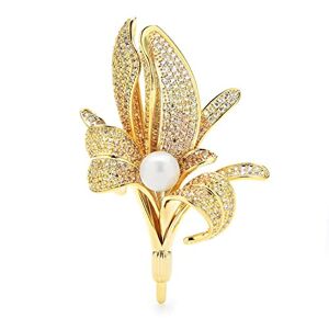 WIPPWER Broche bijoux cadeaux for femmes dames élégant étincelle cristal perle fleur de lys broche mariage fête broche forme de fleur broche dames accessoires de mode broches et épingles - Publicité