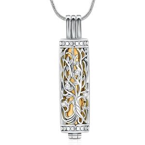 Minicremation Collier avec pendentif urne funéraire avec fiole cylindrique creuse Bijou funéraire pour cendres Pour homme et femme, Acier inoxydable Zircone cubique Pierre, Zircon Diamant Ambre - Publicité