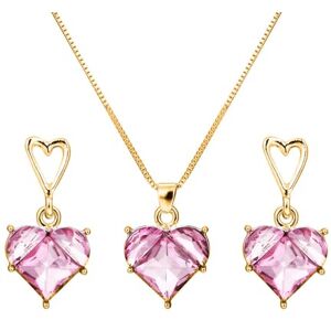 BKEPDY Bijoux Parure pour Femme 2PCS Cristal Collier Boucles D'oreilles Ensemble de bijoux de mariage Coeur Pendentif D'anniversaire de La Saint Valentin Cadeaux de Fête des Mères - Publicité